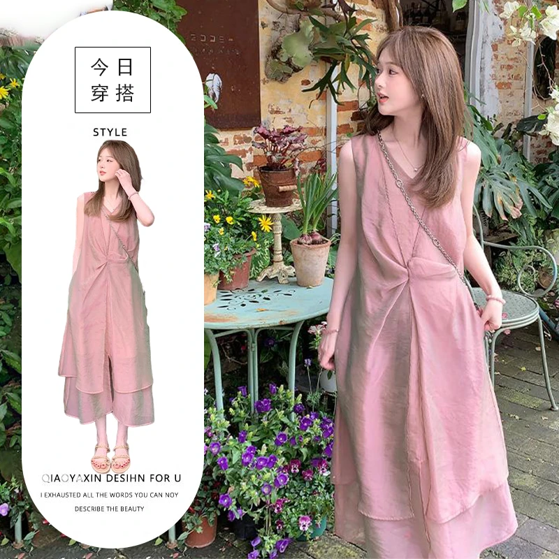 2025春季新款小个子设计感显瘦气质度假风出游彩色连衣裙