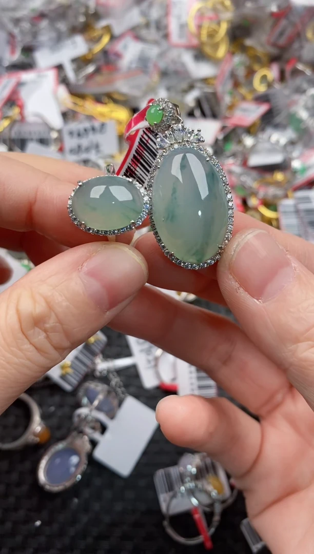 银S925镶嵌戒指翡翠1111----6