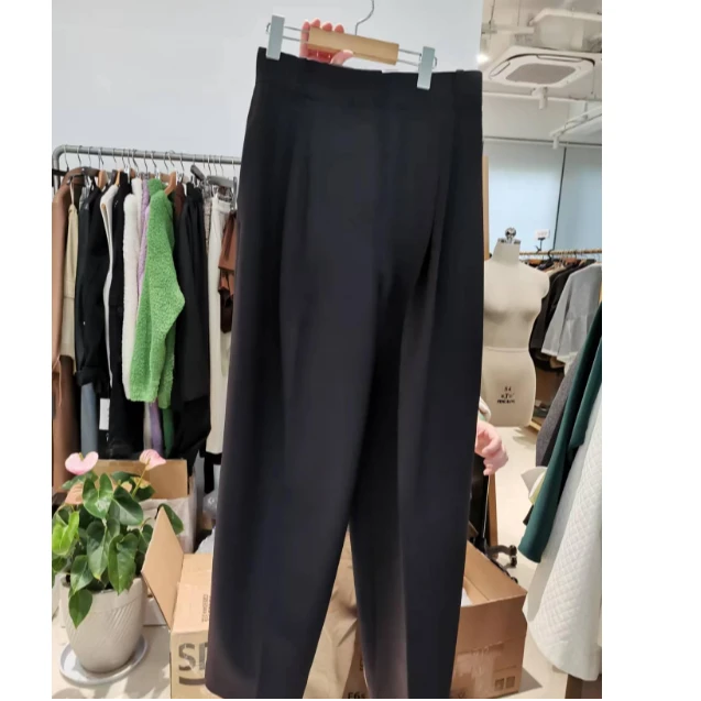 PENNY PENG职场丽人春季高腰时尚显瘦微弹力开叉休闲长裤小脚女裤