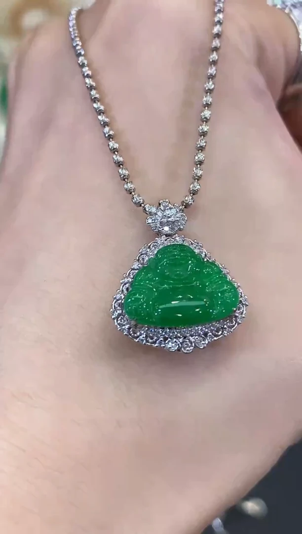 吊坠(不含链)18K金镶嵌翡翠B126