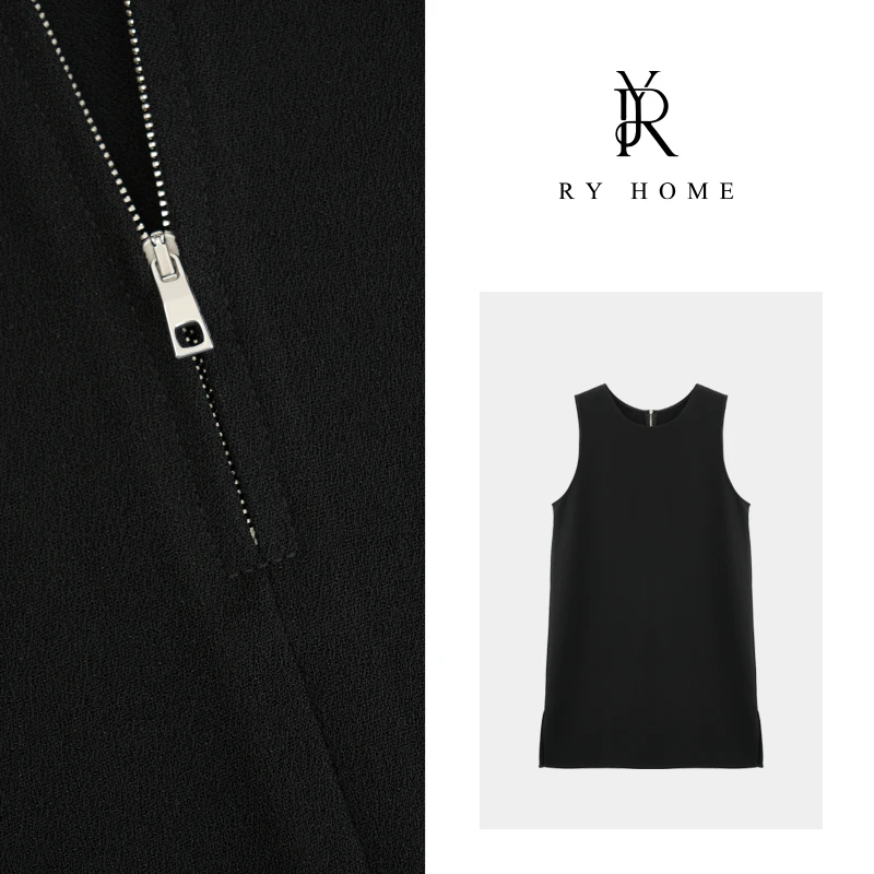 【容雨RYHOME】“漫步幽兰”春季简约无袖醋酸连衣裙L1276