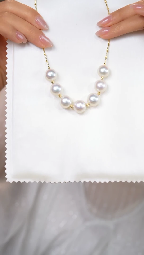 海水珍珠18K金镶嵌项链澳白12-13mm