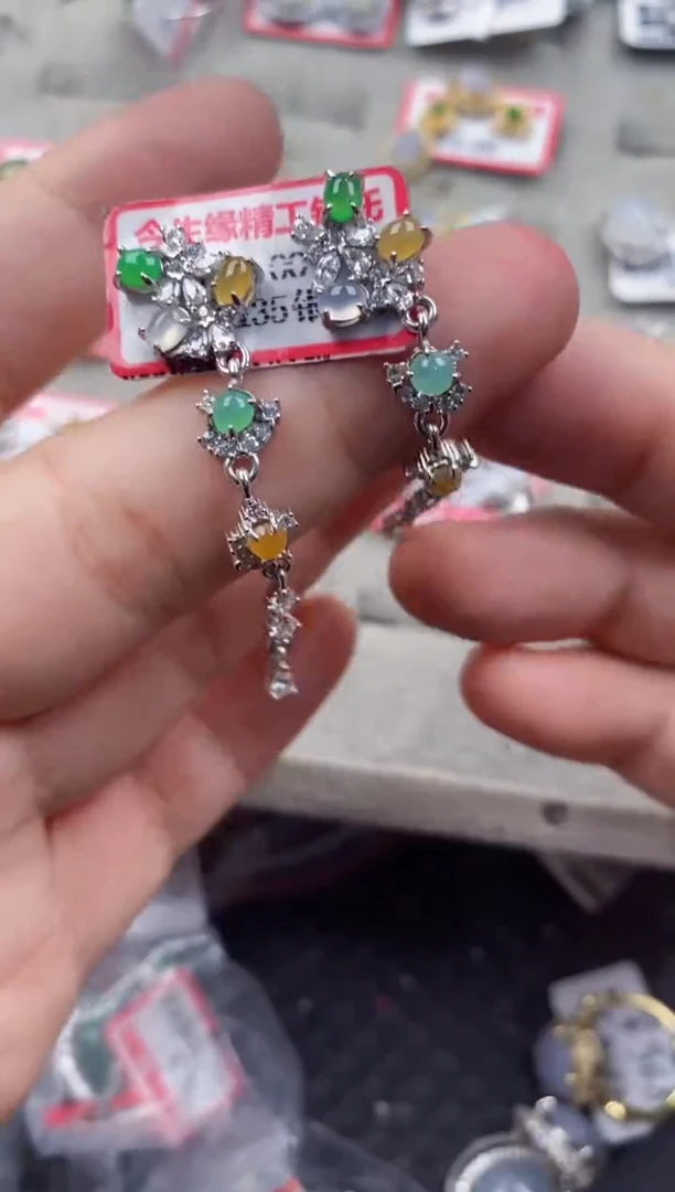 银S925镶嵌戒指翡翠44444  6