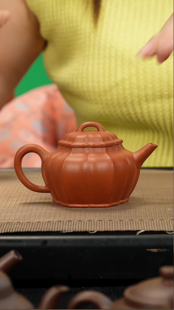 茶壶紫砂生砂朱泥筋纹培风150