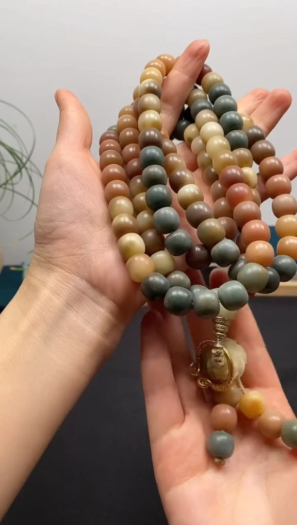 【闪购商品】白玉菩提吊坠多宝菩提10x11带金箍跑环吊坠念珠