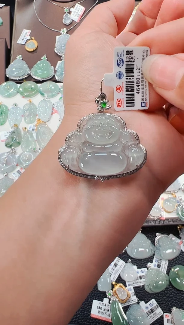 【闪购商品】翡翠吊坠(不含链)18K金镶嵌佛公吊坠1129