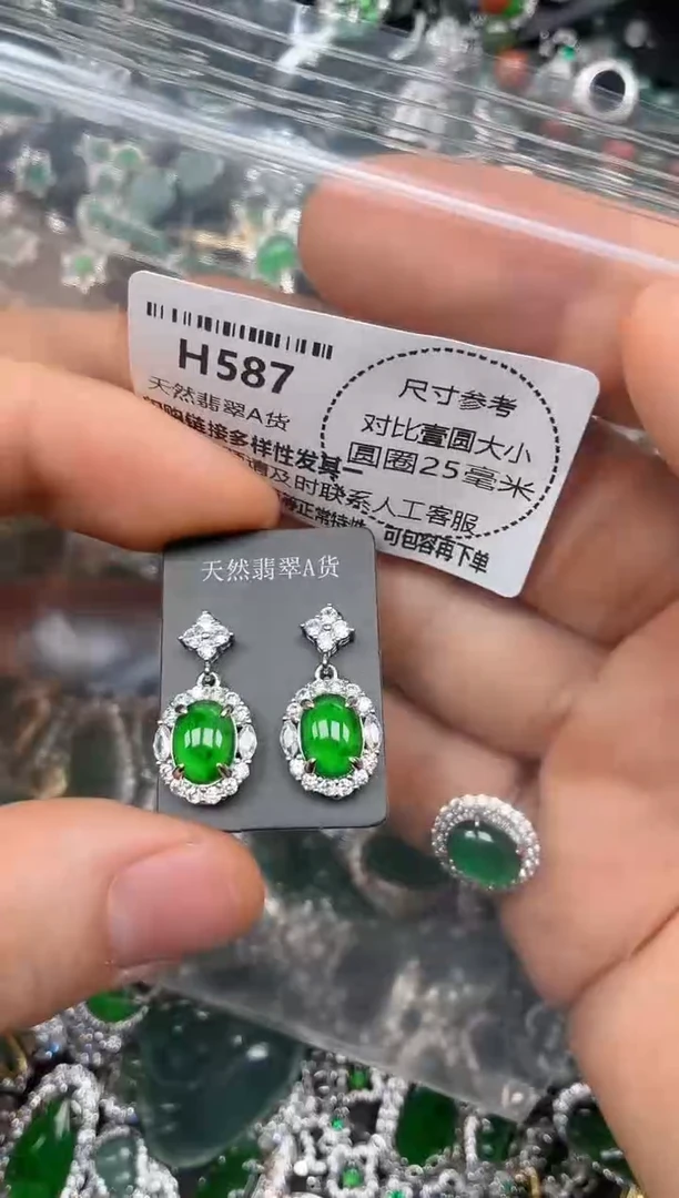 颈饰未镶嵌翡翠H587耳钉