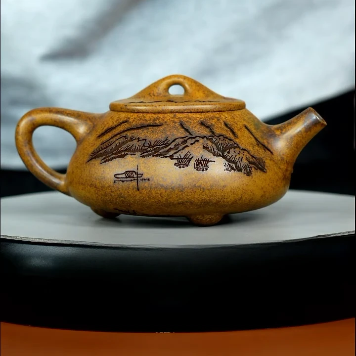 顾建华龙骨金砂柴烧景舟石瓢320CC