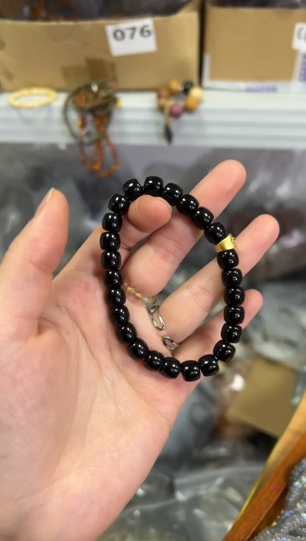 【闪购商品】玛瑙/玉髓手链未镶嵌黑玛瑙精工直切手链[472]
