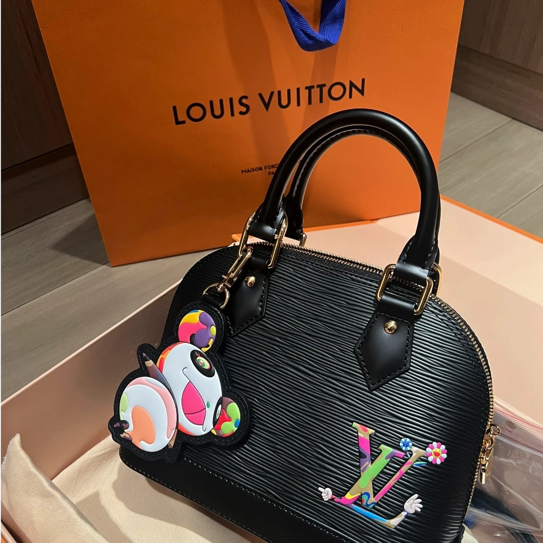 99新 LouisVuitton/路易威登 黑色Alma BB 村上隆联名贝壳包25年