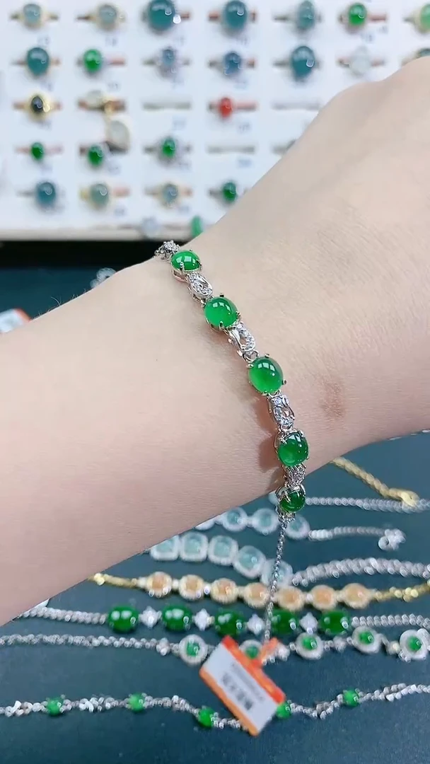 银S925镶嵌手链翡翠天然翡翠