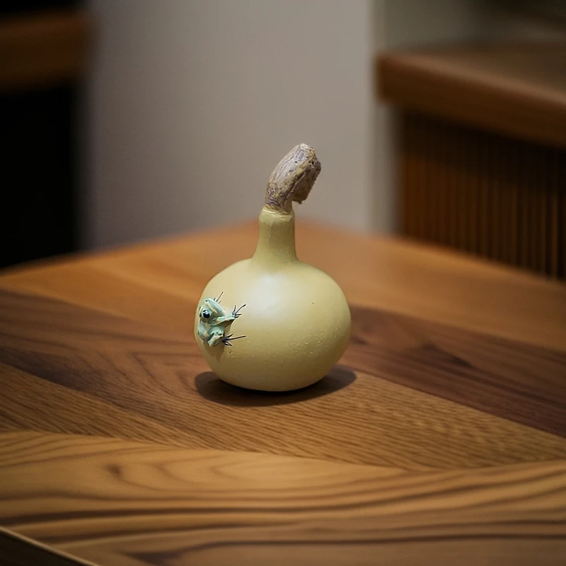 叶屿宜兴紫砂油锤葫芦蛙小喷泉茶宠可养妙趣横生可养萌趣茶宠