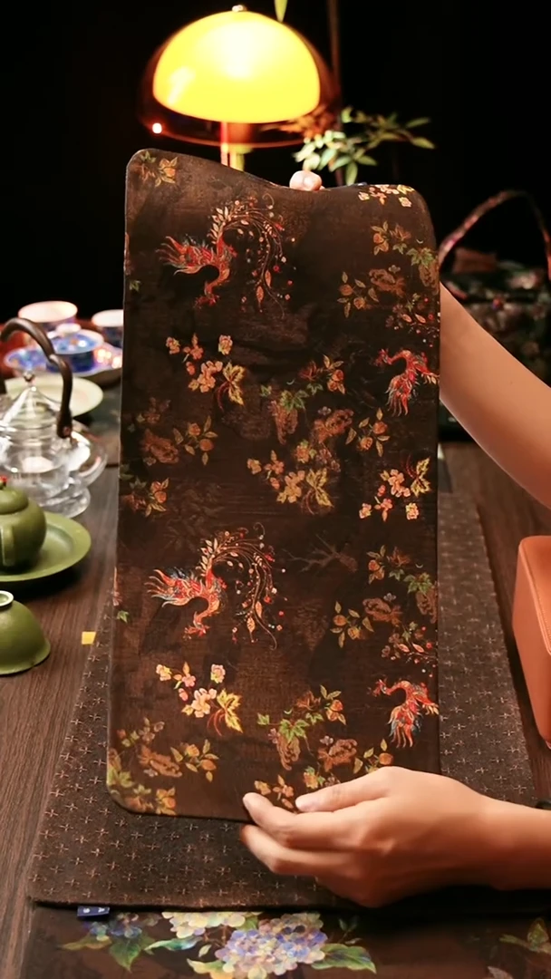 香云纱      茶席凤凰花卉5023