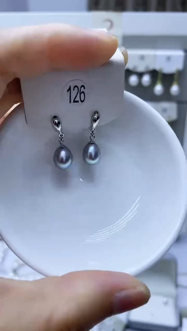 银S925镶嵌淡水珍珠耳饰126