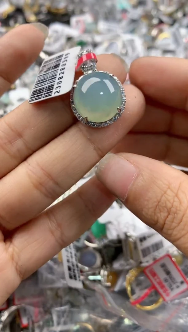 银S925镶嵌戒指翡翠999----7