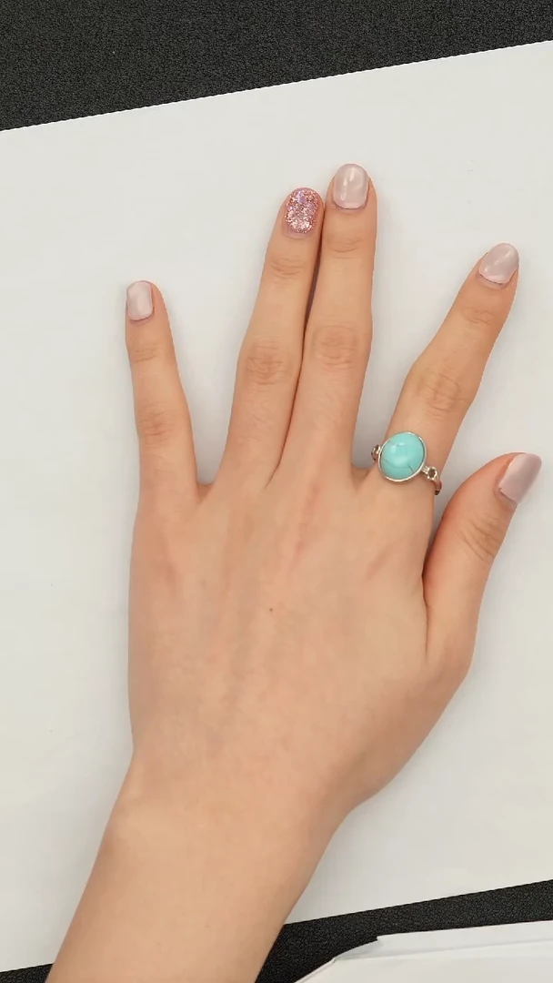 银S925镶嵌绿松石戒指MZL007松石戒指