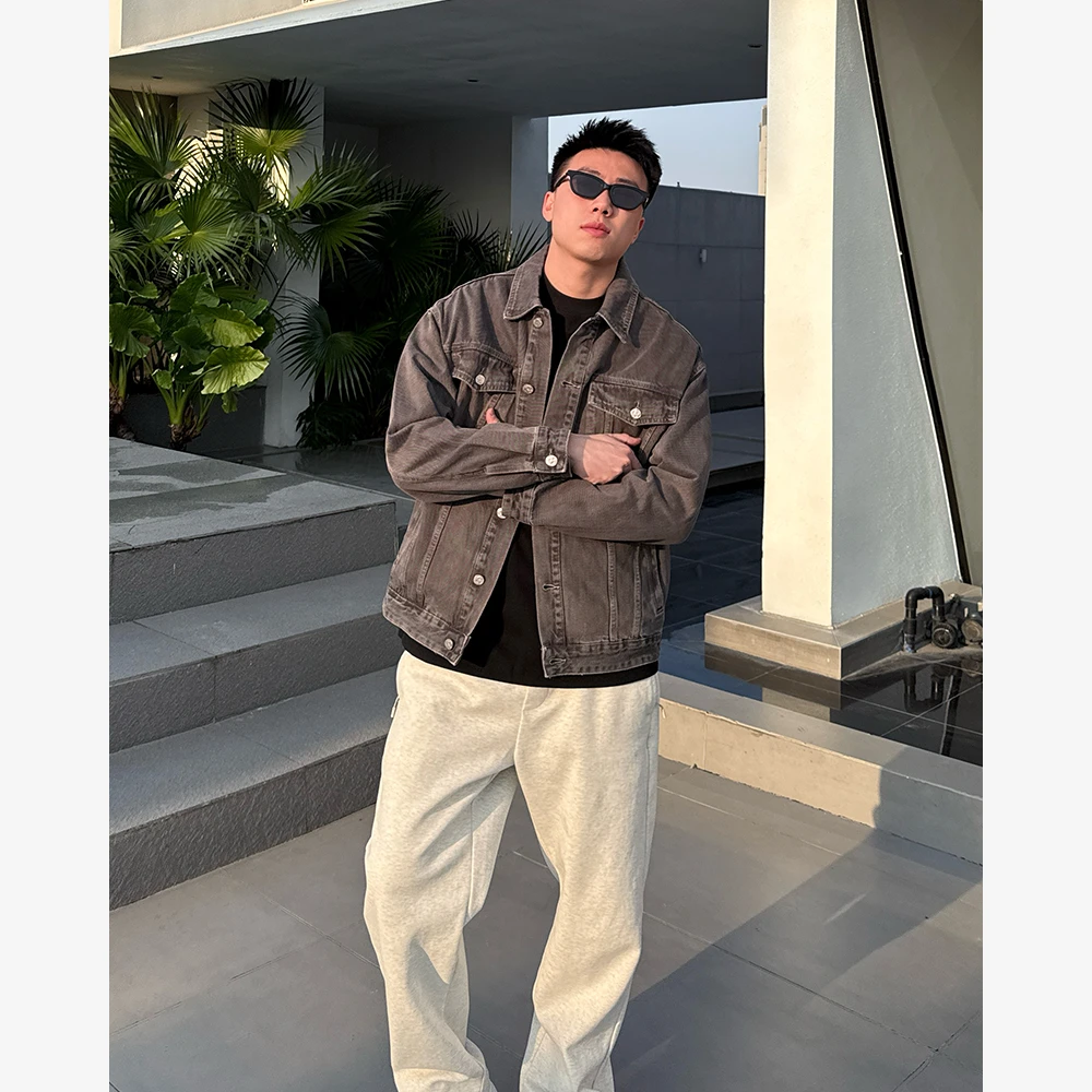 YIHAO STUDIO春季新款男士水洗牛仔夹克复古百搭户外美式休闲外套