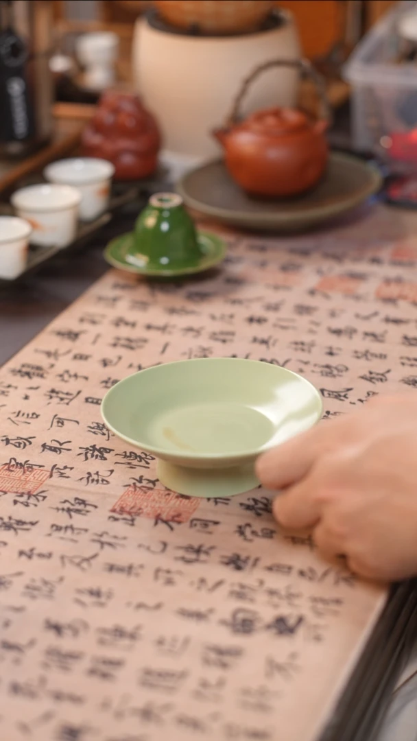 茶具苏打烧豆绿高足茶点盘