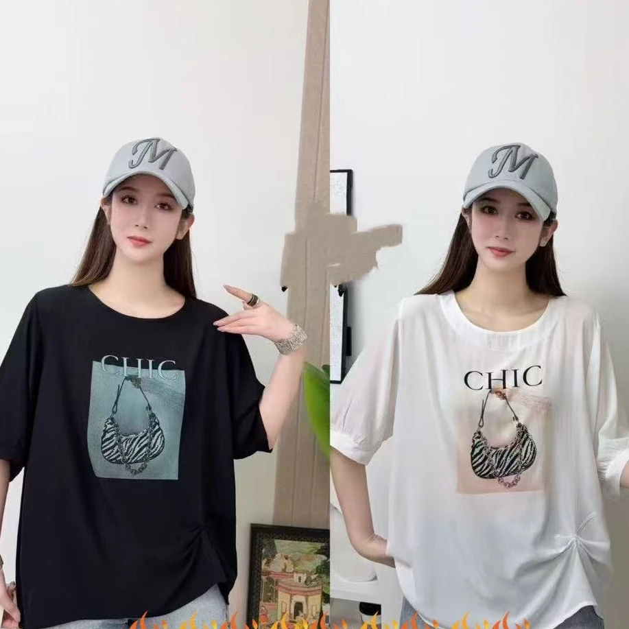 【锦衣服饰】SSJ 25380欧货手提包烫钻圆领短袖T