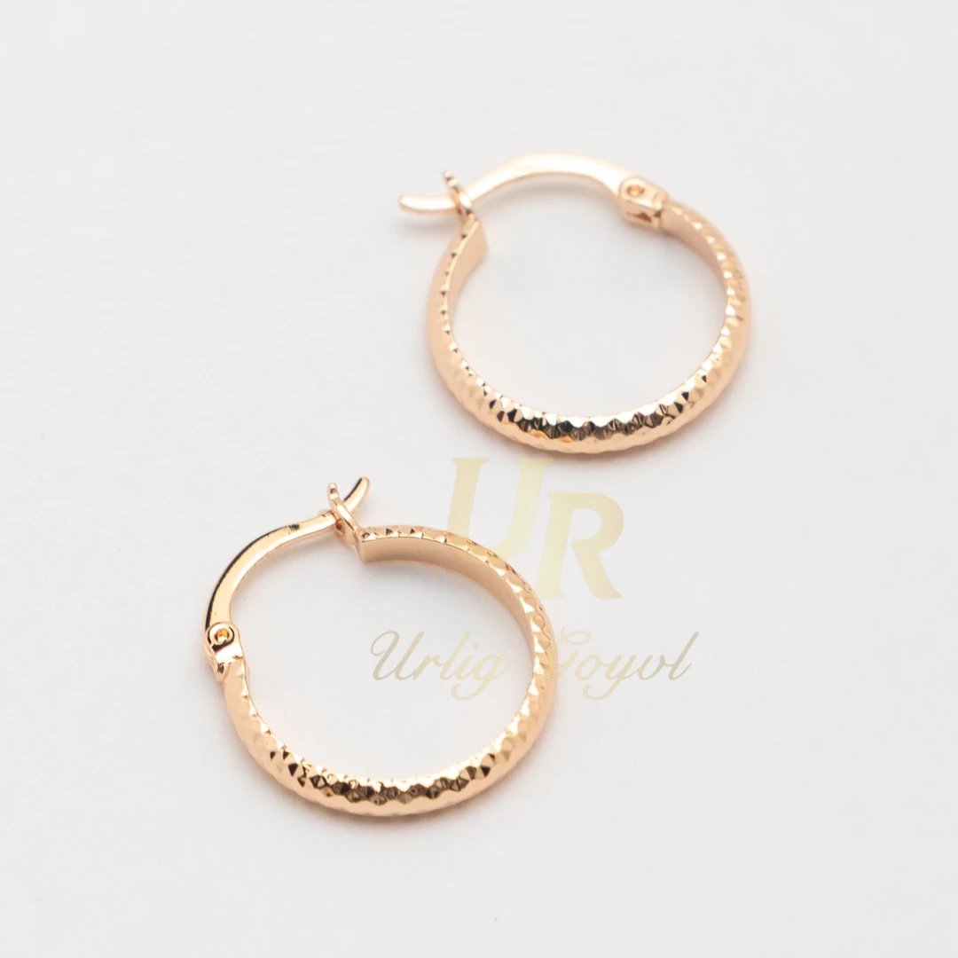 合金锆石耳饰 25-【顺丰包邮-无运费险】φ1.7 磨砂小圈玫瑰金色耳饰