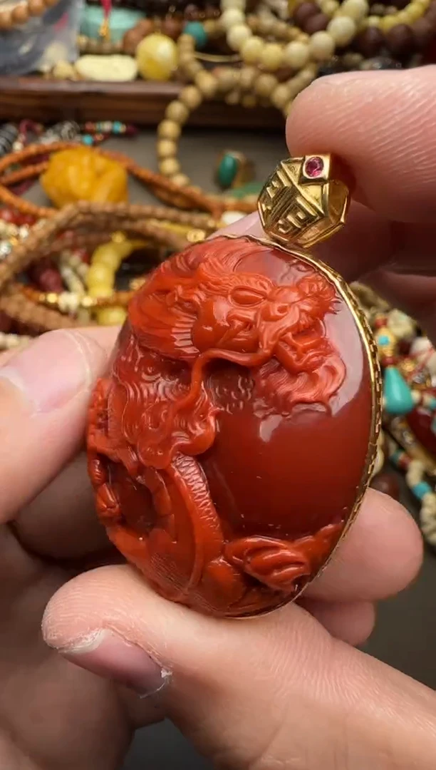 【闪购商品】南红玛瑙牌子足金镶嵌南红牌子83213584331354