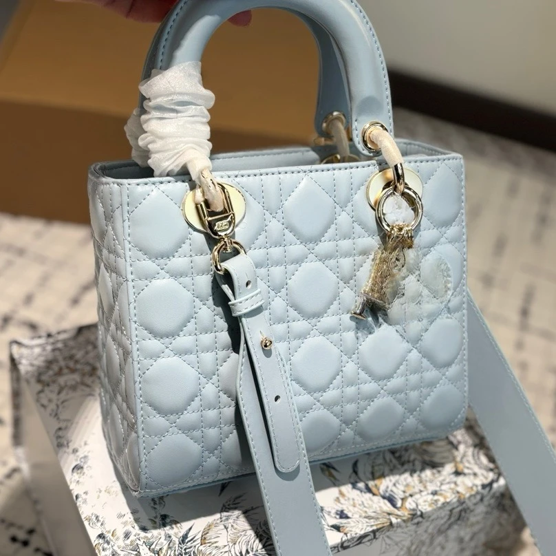 【Lady三格戴妃】戴妃Lady经典链条三格羊皮单肩斜挎手提菱格女包