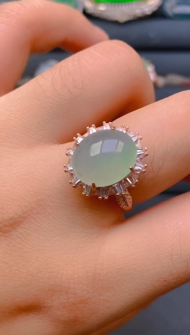 【闪购商品】翡翠戒指银S925镶嵌天然A货翡翠1