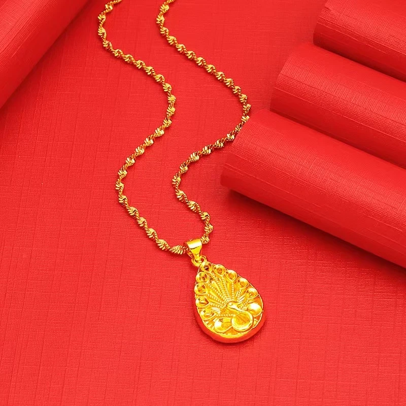 孔雀开屏金色项链女时尚轻奢高级感坠链JJ