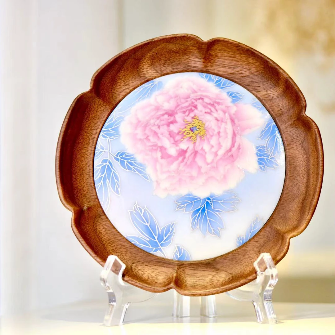 小谦堂   东方美人瓷木结合壶承 饮茶品茗茶具中式茶道喝茶银