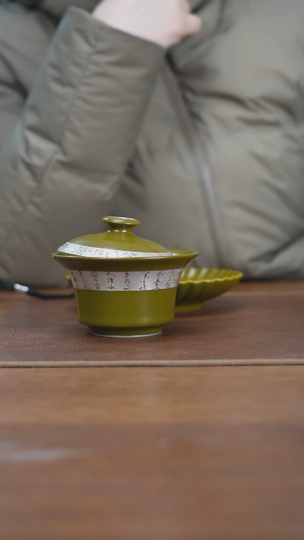 【闪购商品】杯景德镇茶叶末马蹄包银盖碗