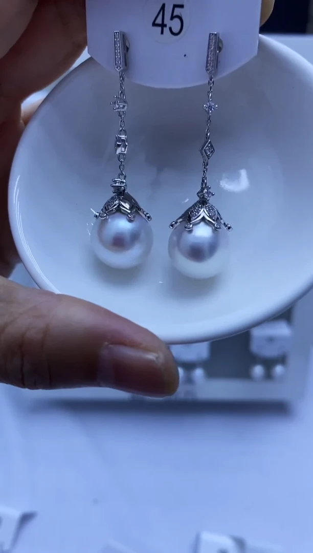 银S925镶嵌耳饰淡水珍珠45