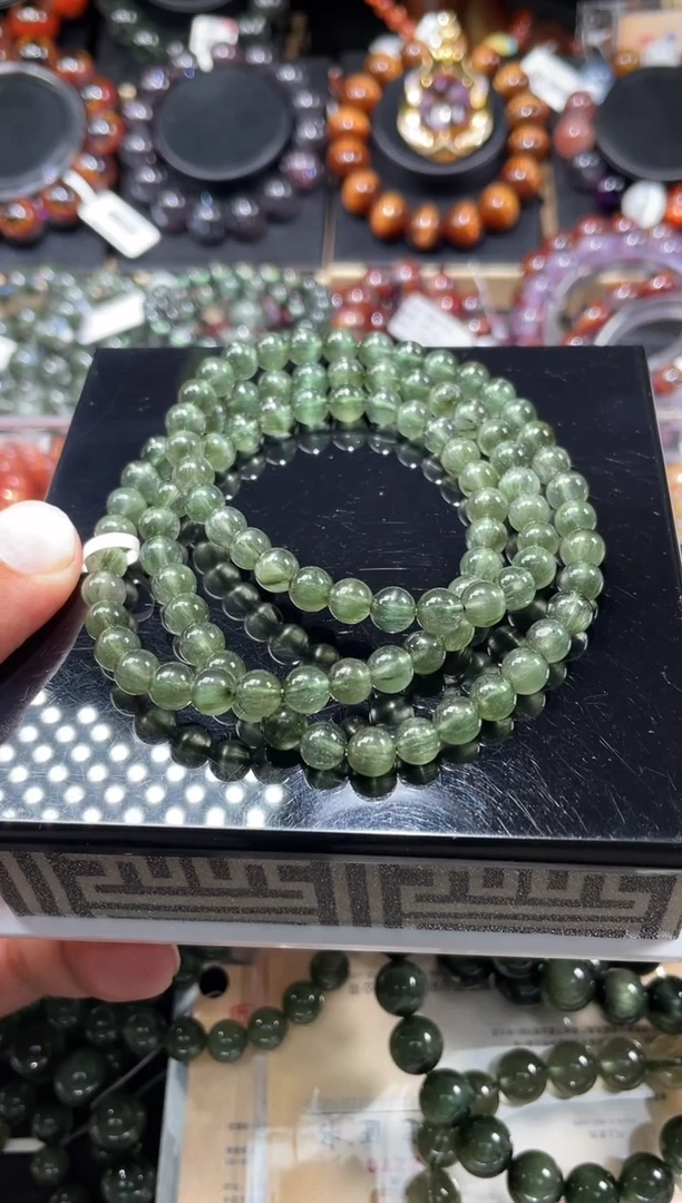 未镶嵌手链水晶绿发晶手链多圈6mm