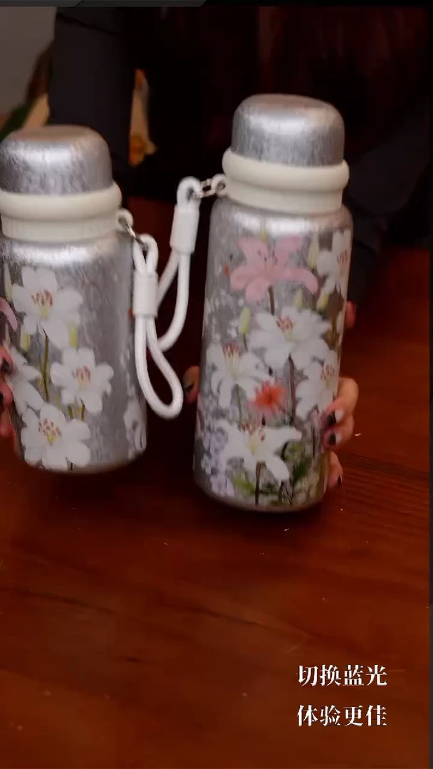 44-繁花焖茶杯800ml+500ml组合粉白色
