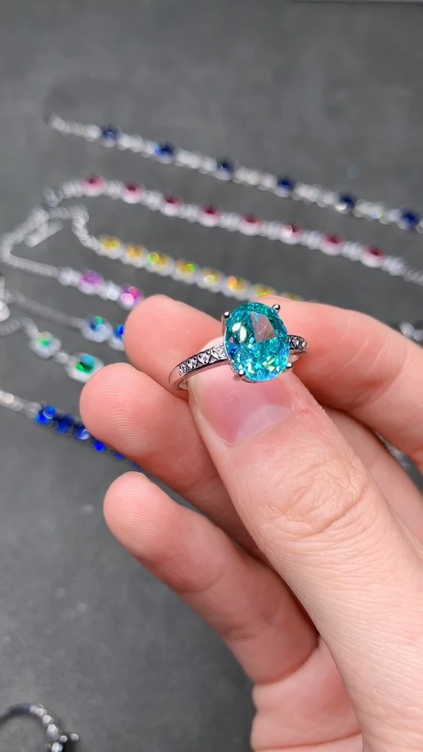 【闪购商品】帕拉依巴碧玺戒指银S925镶嵌...........