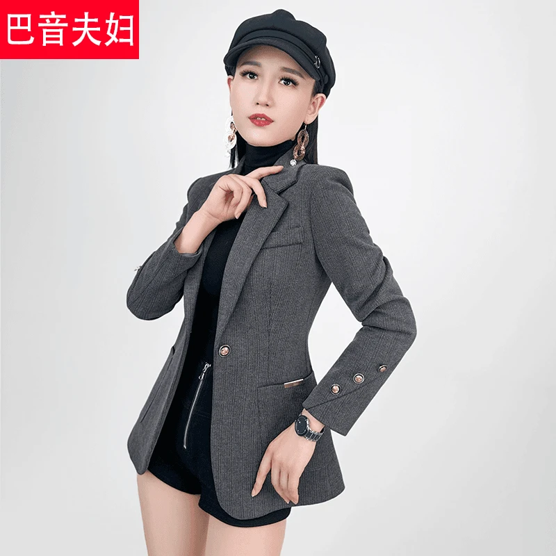 高端小西装外套女2025秋冬毛呢新款修身收腰小个子长袖洋气西服女