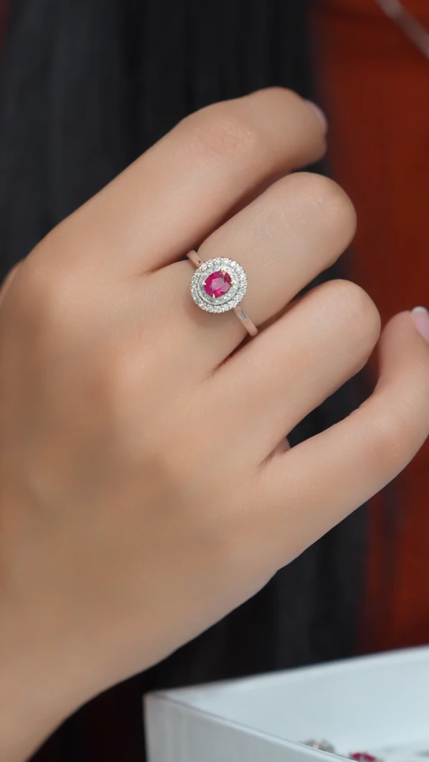 【闪购商品】红宝石18K金戒指18K金镶嵌戒指吊坠两用款