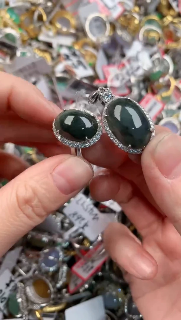 银S925镶嵌戒指翡翠10             2