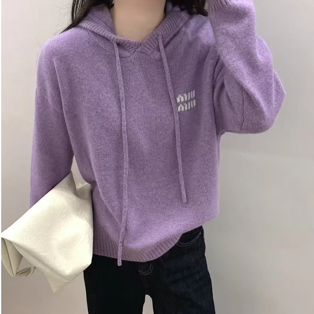 【芊荨精选】2025新款气质百搭纯色连帽时尚休闲套头针织衫S695#