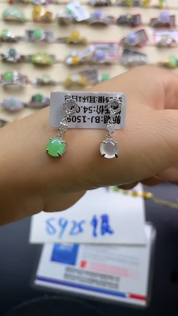 银S925镶嵌戒指翡翠翡翠 蛋面 银S925镶嵌
