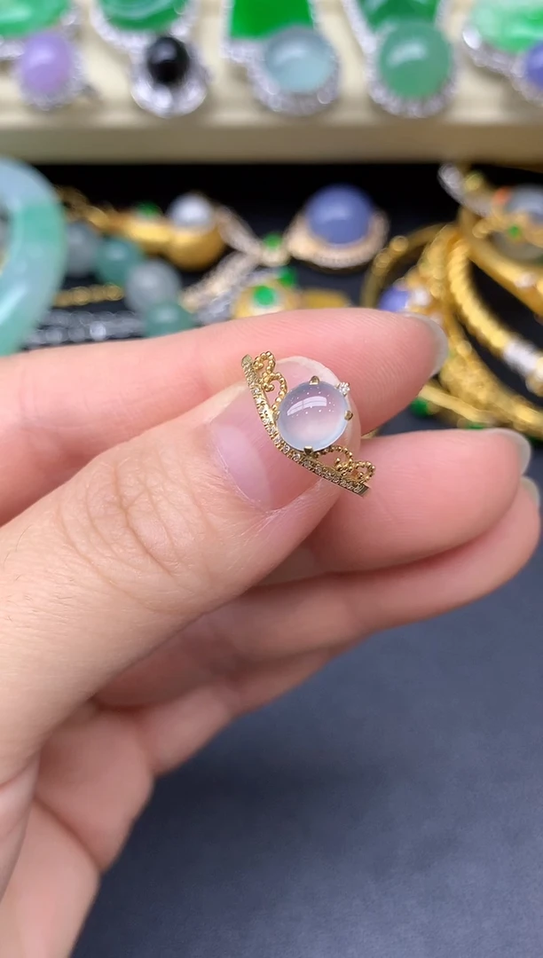 18K金镶嵌戒指翡翠43-雪姐翡翠天天见