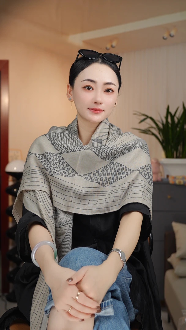 K（绿扣）【时浅】1-920 优质棉质135*135左右轻奢百搭方巾