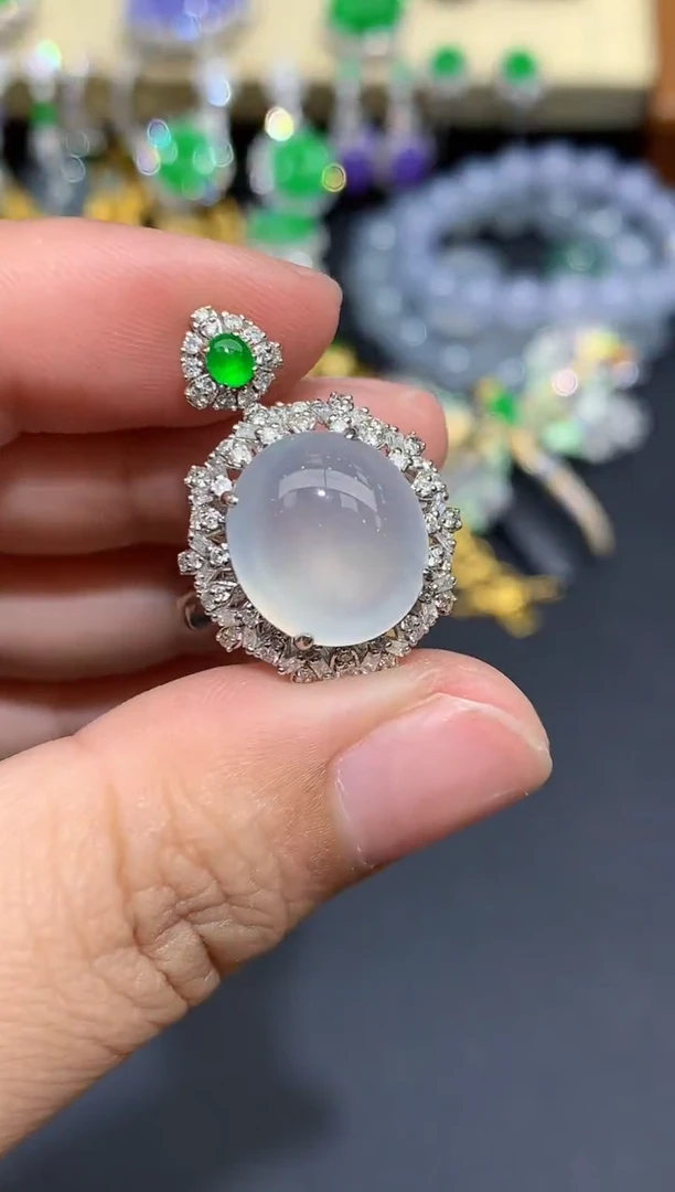 翡翠戒指18K金镶嵌677-春日珠宝