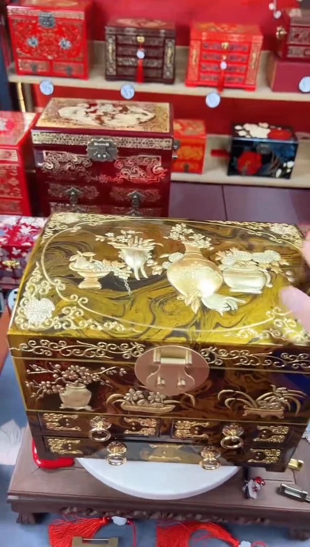 【闪购商品】30厘米四层三抽传统沥粉堆鼓铜扣平安