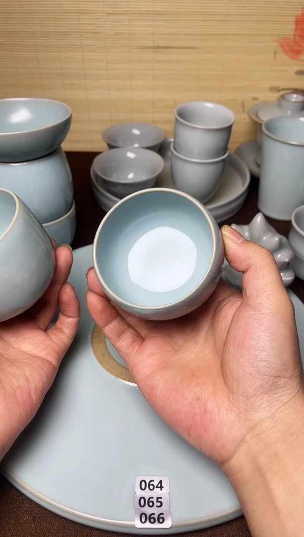 天青-全品纯手工卧足禅定杯