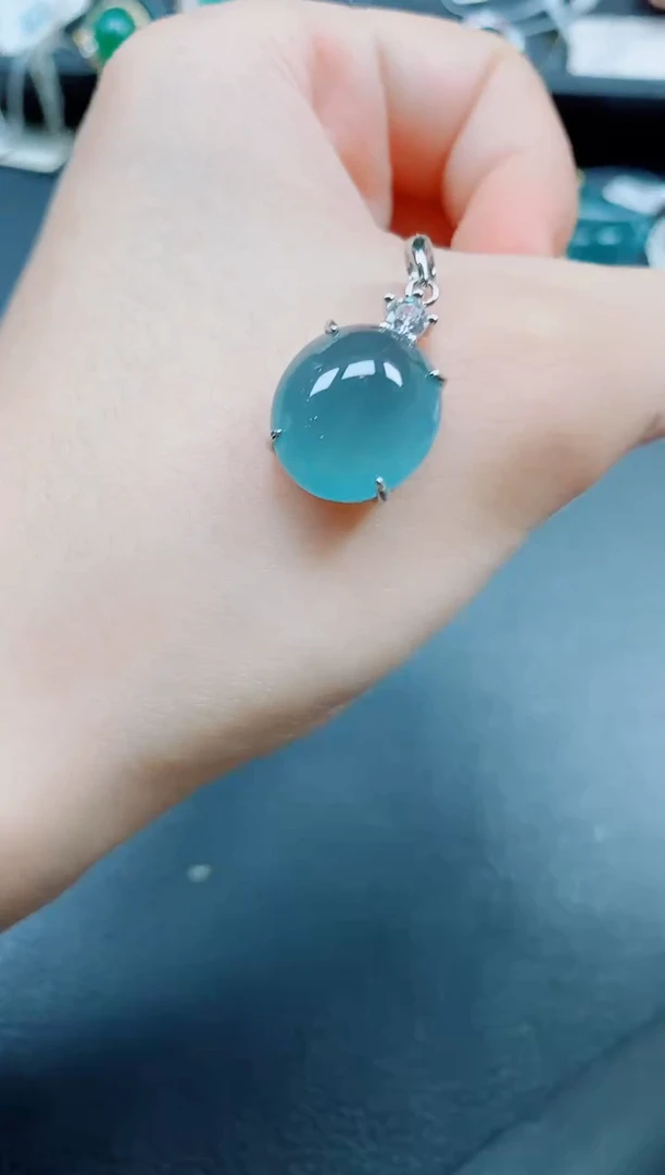 翡翠银S925镶嵌吊坠(赠链)翡翠