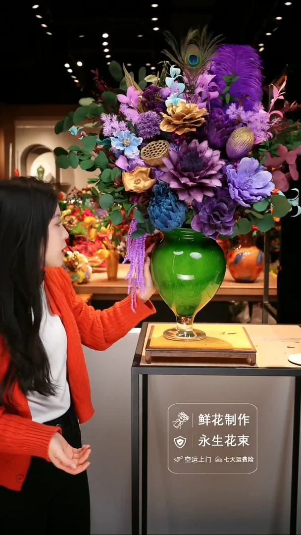 手工艺品琉璃手工花器花束空运包邮送货上门-以图片为准