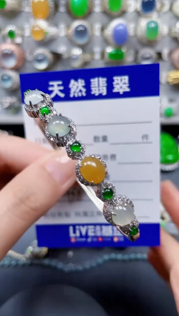 银S925镶嵌手镯翡翠438