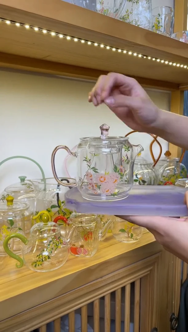 手工艺品玻璃遇器桃花小神奇壶桃花粉把