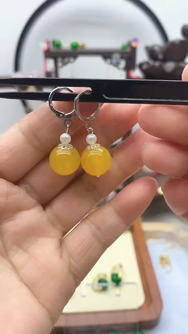 【闪购商品】玛瑙/玉髓耳饰银S925镶嵌43