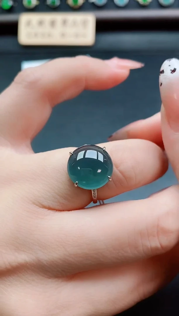 银S925镶嵌戒指翡翠1